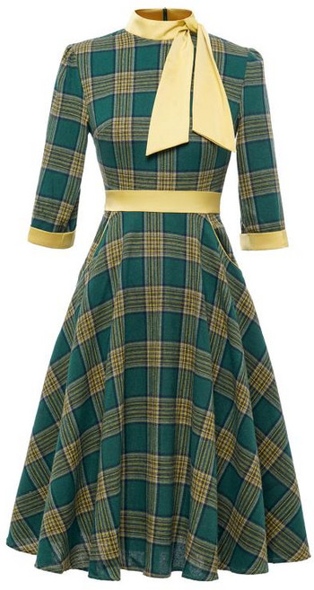 개화기의상 7부 복고풍 체크 드레스 경성의복 레트로 빈티지 공주풍