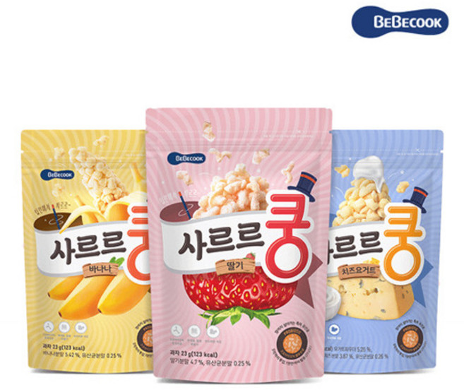 베베쿡 유아용 사르르쿵 과자, 바나나맛, 23g, 1개