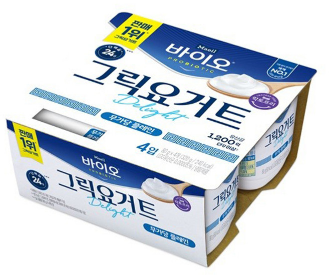 매일바이오 그릭요거트 딜라이트(80g4입) 무가당플레인4개(총16개입)/냉장무배