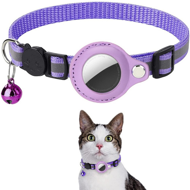 고양이 GPS 목걸이 인식표 강아지 반려동물 위치추적 목걸이, 퍼플, 1개