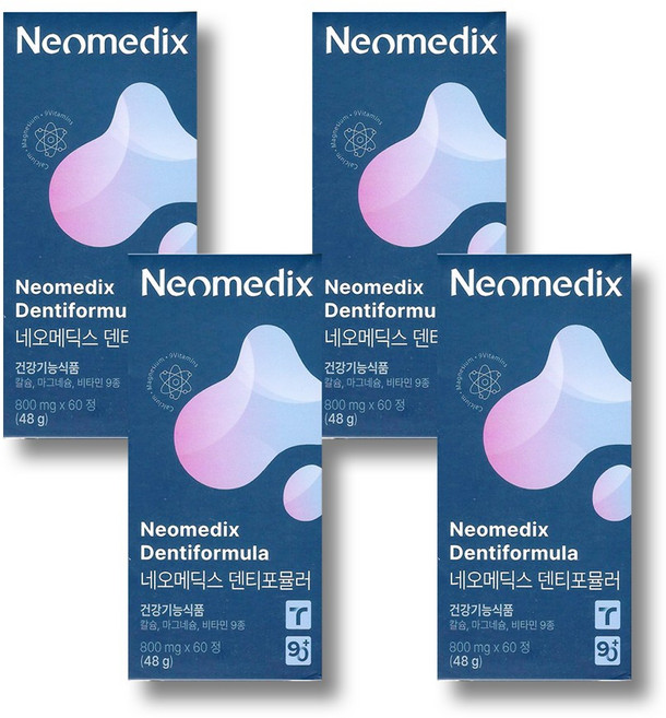[공식판매처] 네오메딕스 덴티포뮬러 치아 뼈 건강 멀티 기능성 칼슘 영양제 60정 1개월, 4개