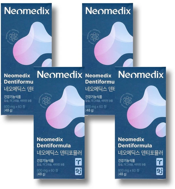 [공식판매처] 네오메딕스 덴티포뮬러 치아 뼈 건강 멀티 기능성 칼슘 영양제 60정 1개월, 4개 - 쿠팡