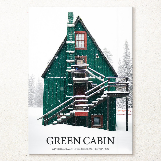 더 아트 컴퍼니 감성 빈티지 겨울 크리스마스 트리 포스터 캔버스액자 65종 감성인테리어 방꾸미기 선물 액자 1-32번, 9. 녹색 산장