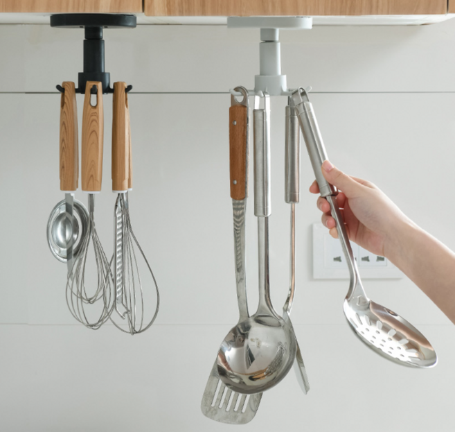 주방 회전형 조리도구 걸이, 천정형 블랙, 1개