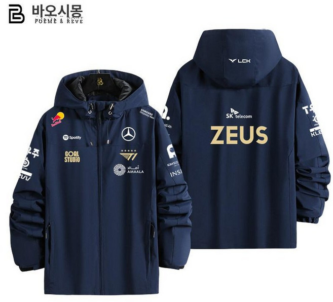 2025 T1 팀 유니폼 후드티 후드 집업 바람막이 점퍼 자켓, 1개, 다크네이비 3