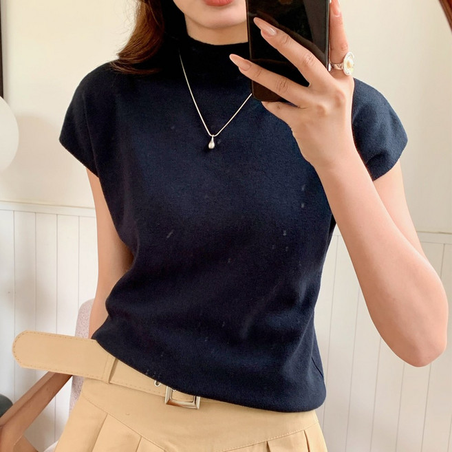 이서어패럴 여성 반목 캡소매반팔니트 8217