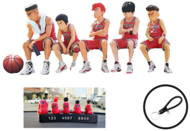 일월전빵 슬램덩크 차량용 주차번호판 -미니피규어 주차알림판세트, 빨간, 1세트