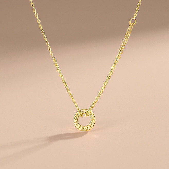 14K/18K 골드 여자 목걸이 로마 원형 LOVE 이니셜 펜던트 생일 기념일 발렌타인데이 주년 기념 선물