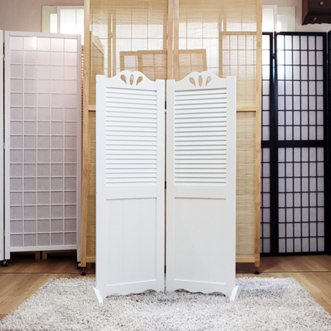 [높이 130cm]갤러리 패널 미니 원목 인테리어 파티션 우드 엔틱 접이식 가림막 낮은 칸막이, 갤러리패널 미니 2단 파티션 화이트