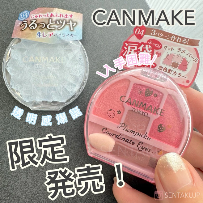 CANMAKE Plumpuku Coordinate Eyes 臥蠶盤 眼影盤 新手適用 持久顯色, 限量 04 草莓色, 1個
