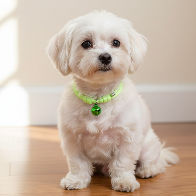 하니펫 반려동물 예쁜 폴리 방울 목걸이, 1개, 연두
