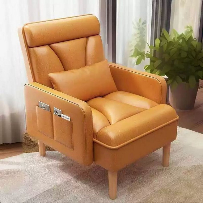 리클라이너 인용 무중력의자 접이식 수면 릴렉스 클레어마망 소파 침실, 엠마오렌지 가죽 A