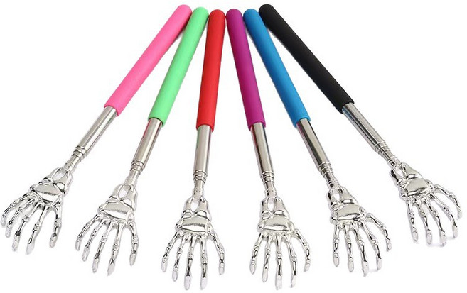 伸縮不求人抓背器 不鏽鋼鷹爪設計抓癢耙子, 粉色, 1個