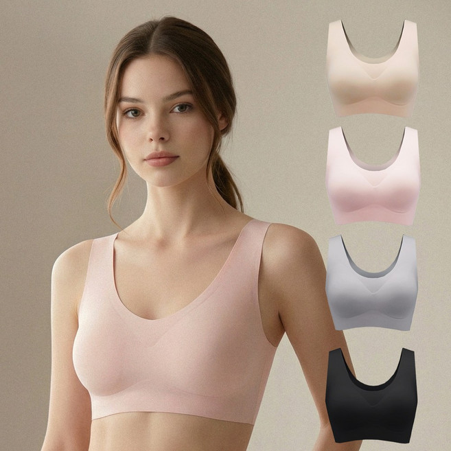 베이직스킨 숨쉬는 사계절 심리스 노후크브라+ 팬티 세트 BSE-Y274