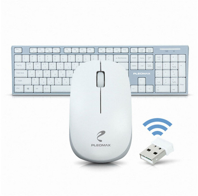 [PLEOMAX] 무선 키보드 마우스 합본 AVEC-WMK110, 화이트