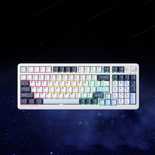 [스마트박스]MACHENIKE KG98 3모드 커스텀 기계식키보드 유선/무선/블루투스 Gasket 구조 RGB 핫스왑 98배열 키보드, GR실버축, 블루