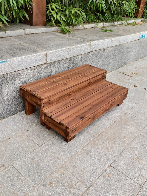 나무계단 목재 간이 정원 층계 2단 야외 간이계단 방부목 디딤대, 1 가로30 세로25 높이10cm, 1개