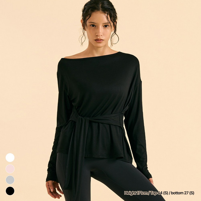 [콘치웨어] 원 숄더 랩 타이 롱 슬리브 (5colors) 필라테스 요가