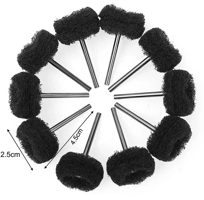 10/50x 미니 드릴 연마 브러시 섬유 수세미 휠 패드 청소 광택 샌딩 헤드 전동 그라인더 로터리 공구, 01 Black, 02 1개, 1