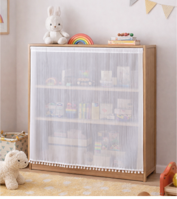 책장가리개 블라인드 찍찍이 먼지방지 무타공 벨크로 부착 선반 수납가리개