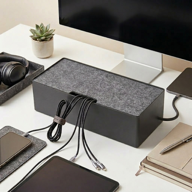 살림생각 철제 멀티탭 전선 정리함 셋톱박스 수납 정리대, 블랙