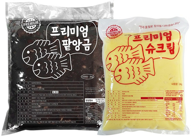 프리미엄 붕어빵 잉어빵 국화빵 재료 속재료 앙금 팥앙금 3kg + 슈크림 2kg 세트, 1개, 5kg