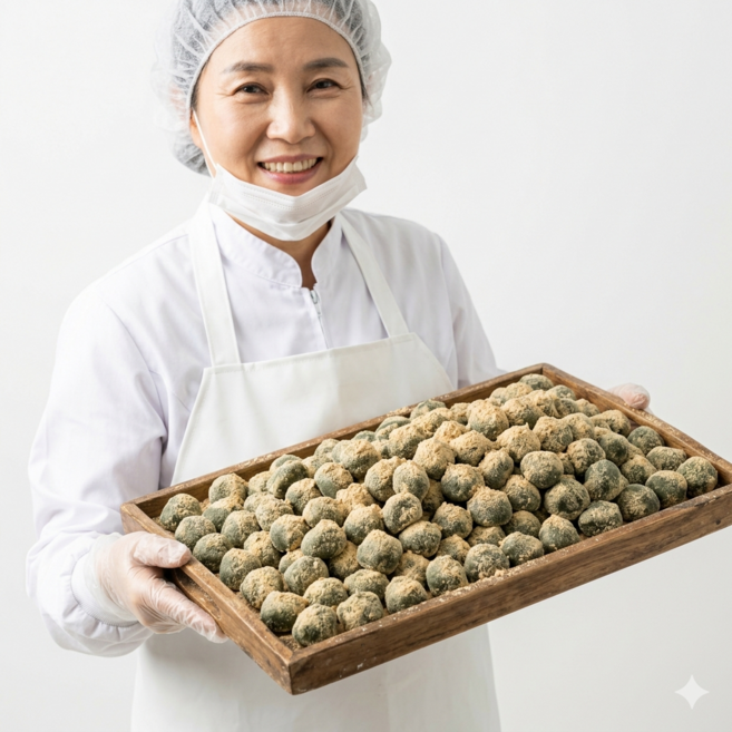 국내산 찹쌀로 만든 굳지않는 쑥개떡 개별포장, 30개, 50g