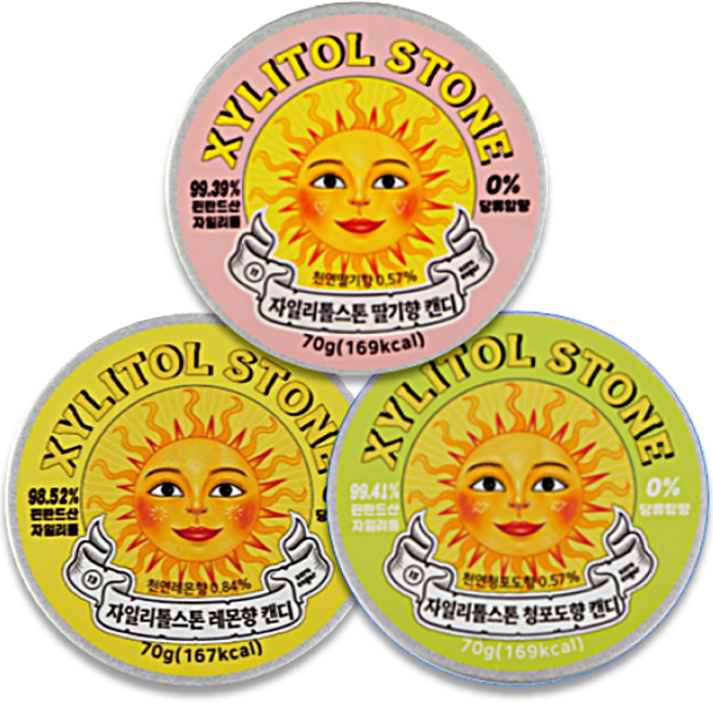 자일리톨스톤 과일 맛 3종 (딸기+레몬+청포도), 3개, 70g