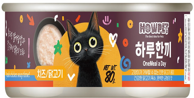 하우펫 하루한끼 가수분해 고양이캔 치즈와 치킨 수프 x24개, 24개, 80g, 치즈와치킨