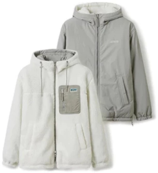 雙面穿羊羔絨連帽外套 女款冬季保暖防風外套 簡約純色設計