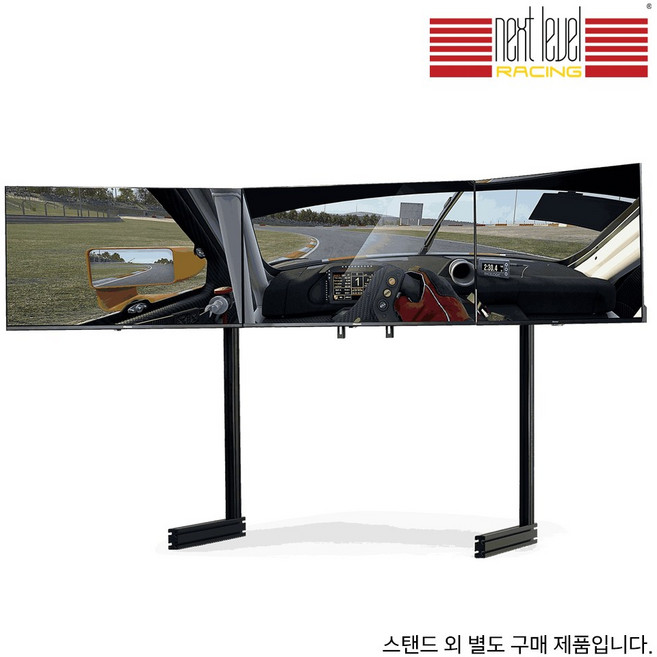 넥스트레벨 레이싱 ELITE FREE STANDING 트리플 모니터 TV 스탠드 블랙에디션 (베사홀/최대 43인치), 1개