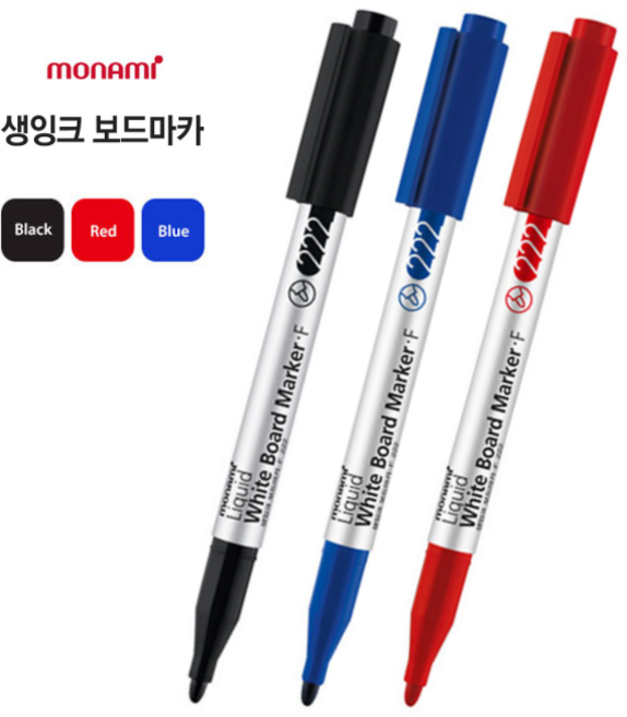LABU 시그마플로 생잉크 보드마카 F 222, 1팩, 검정+파랑+빨강