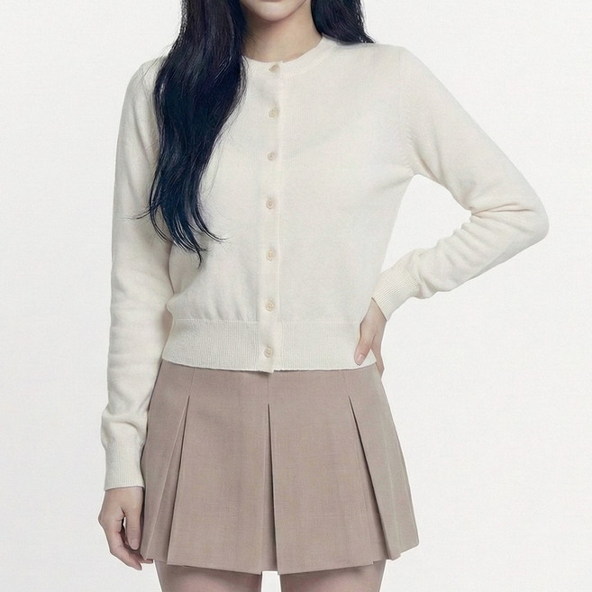 슬로핏 여성 스탠다드 라운드넥 니트 가디건 사계절 간절기 단추 카디건[3사이즈]