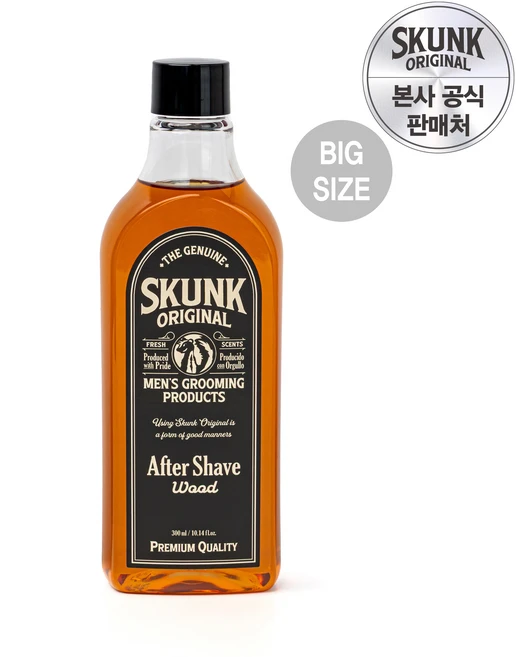 [한국본사정품]스컹크오리지날 에프터쉐이브 우드향 남성쉐이빙 면도 보습스킨, 300ml, 1개 - 쿠팡
