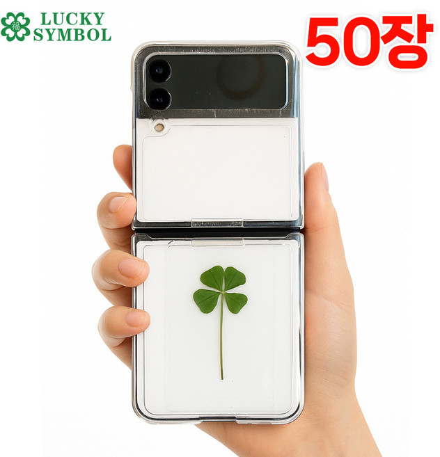 [럭키심볼] 행운의 미니 스탠다드 네잎클로버생화 투명 코팅카드(봉투없음) 특별한선물/네잎클로버카드/네잎클로버굿즈/행운부적/응원선물/행운의선물/대량맞춤, 02.미니 투명코팅카드 50장
