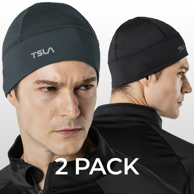 테슬라 스컬캡 방한모자 자전거모자 2팩 TM-YZC11, 그레이 블랙_KCH