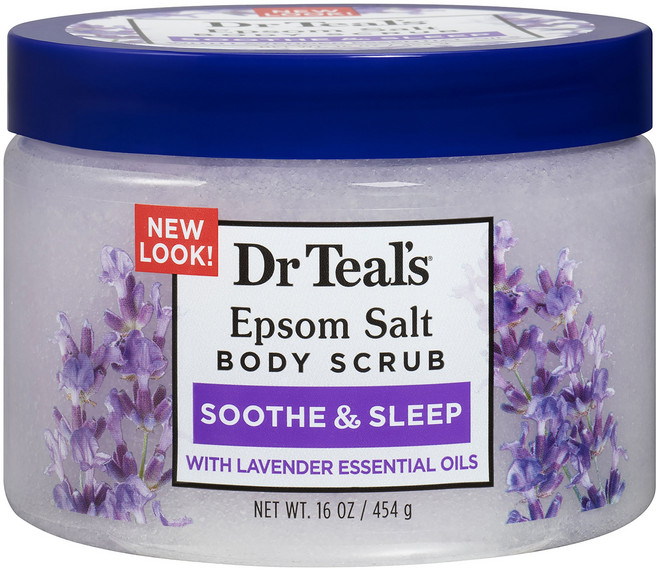 Dr Teal's 瀉鹽身體磨砂膏 舒緩與安眠 含薰衣草精油, 1個, 454g