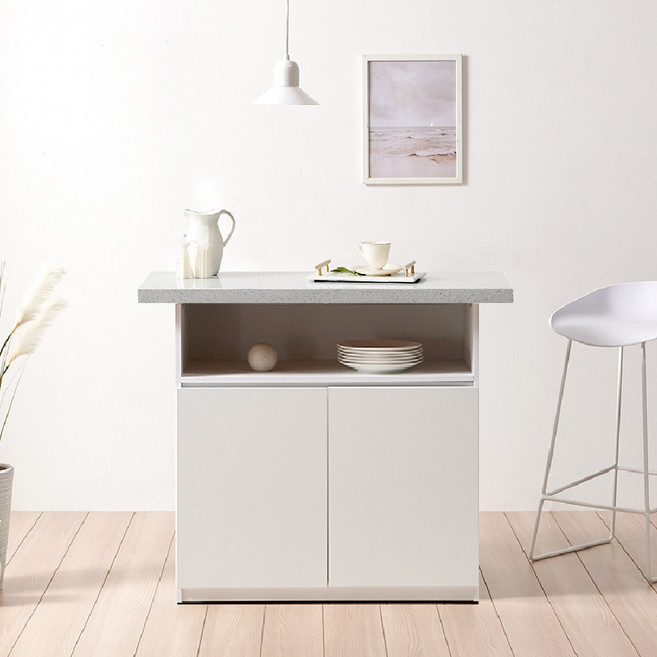 송목가구 인조대리석 아일랜드 식탁 홈바 테이블 주방 수납장 보조 조리대, LPM 인조대리석_홈바 D형 그레이