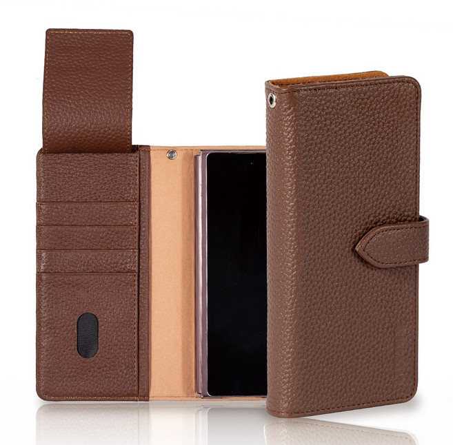 루스톤 갤럭시 Z폴드 천연소가죽 밀라노 토고 지갑형 다이어리 핸드폰케이스