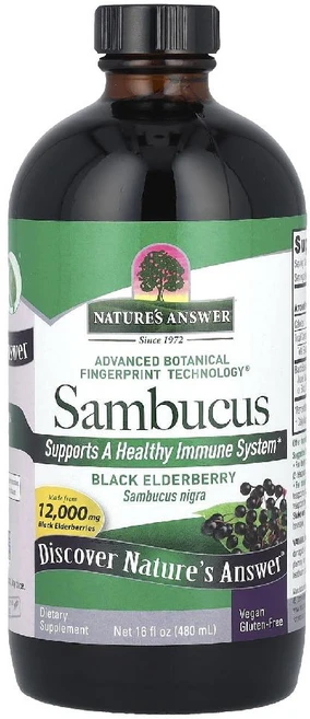 네이처스앤서 삼부커스 블랙 엘더베리 2500mg 알코올 무함유 액상 480ml, 1개 - 쿠팡