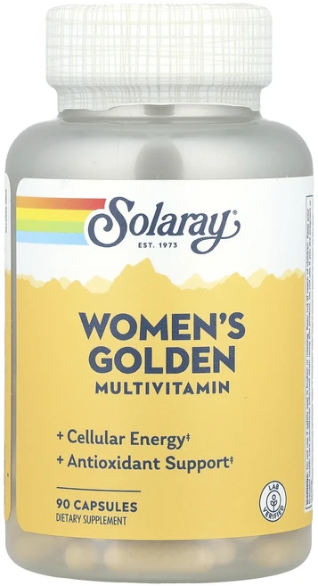 단백질 비타민 철분 마그내슘 칼슘 Solaray 여성용 골든 종합 비타민 캡슐 90정 고루고루섭취해주세요, 1개 - 쿠팡
