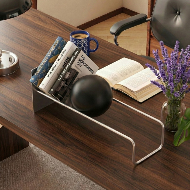 LEAIN 키네틱 데스크테리어 스테인리스 볼 북엔드 책꽂이 북스탠드 책상 홈카페 인테리어 오브제 책지지대 책상정리 매거진랙 카페소품, 블랙