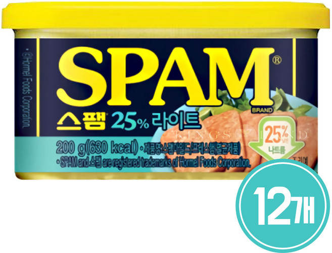 CJ제일제당 스팸 마일드 25% 라이트 200gX12개, 200g, 12개