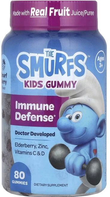 스머프 어린이 이뮨 디펜스 Smurf 베리 맛 구미, 1개, 80정 - 쿠팡