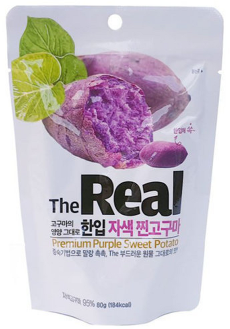 더리얼 한입 자색 찐고구마 80g 원물 건강스낵 식사대용 고구마 말랭이 간식 다이어트 저당 스낵, 10개