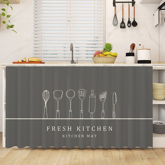 주방 수납장 가림막 커튼 방수 방유 레일형 찬장가리개