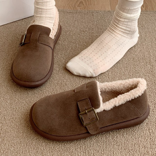 메르나뛰 캐주얼 버켄 기모 인조양털 모카신 플랫 단화 2.5cm ME1015