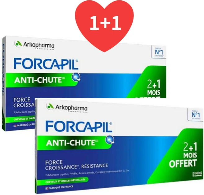 1+1 아코파마 Forcapil anti-chute포카필 안티슈트 헤어 영양제 - 총 6개월, 180정, 1세트 - 쿠팡