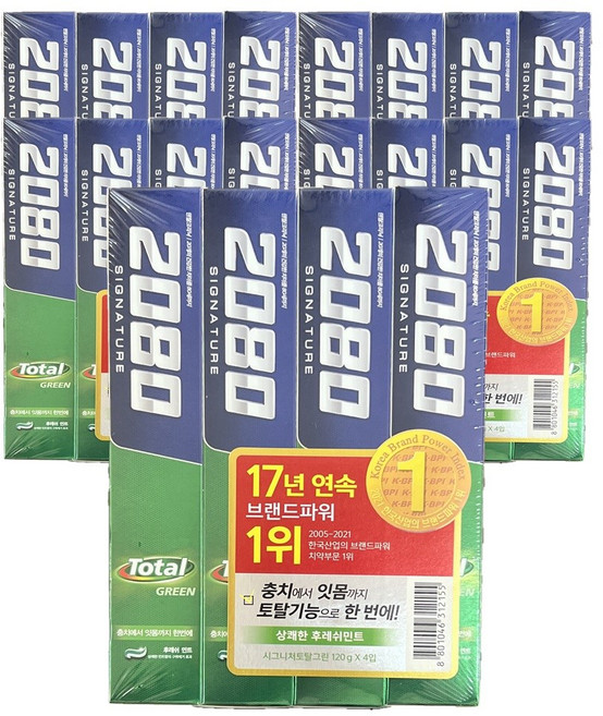 2080 시그니처 토탈그린 치약, 120g, 20개