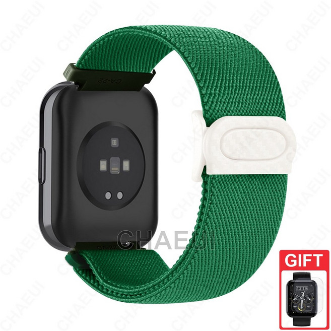 適用於 Realme Watch 5 3 Pro 錶帶 Realme Watch 2 Pro S 尼龍錶帶 碳纖紋扣錶帶, 1個, 綠色,Realme Watch 5, 綠色